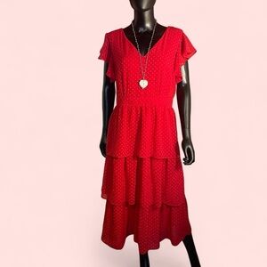 Julia Jordan Vibrant Red Ruffle Midi Dress